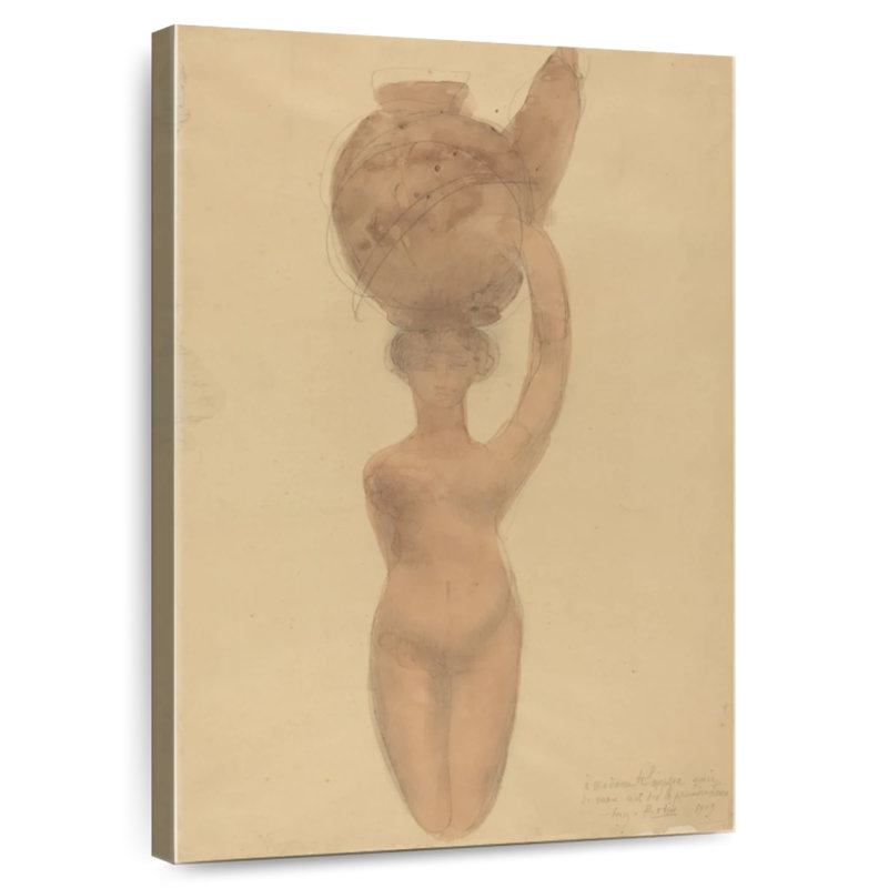 Femme nue Leisha portant un vase sur la tête, H 24 po x l 16 po