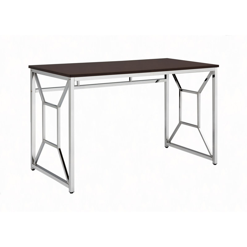 Office Workspace Desk MDF/Chrome In Brown
