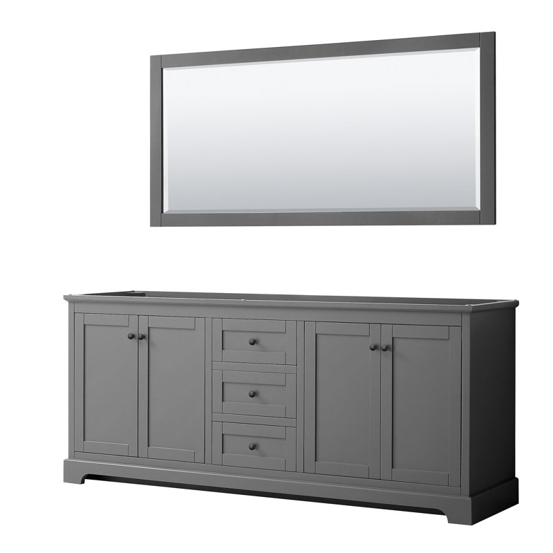 Base de meuble-lavabo double 79 po Avery seulement, Gris foncé / noir mat