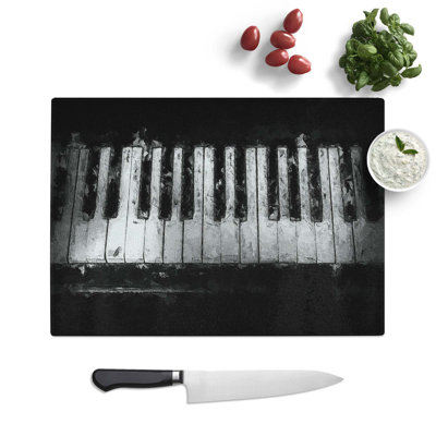 Tempered Glass Broken Piano Keys Chopping Board