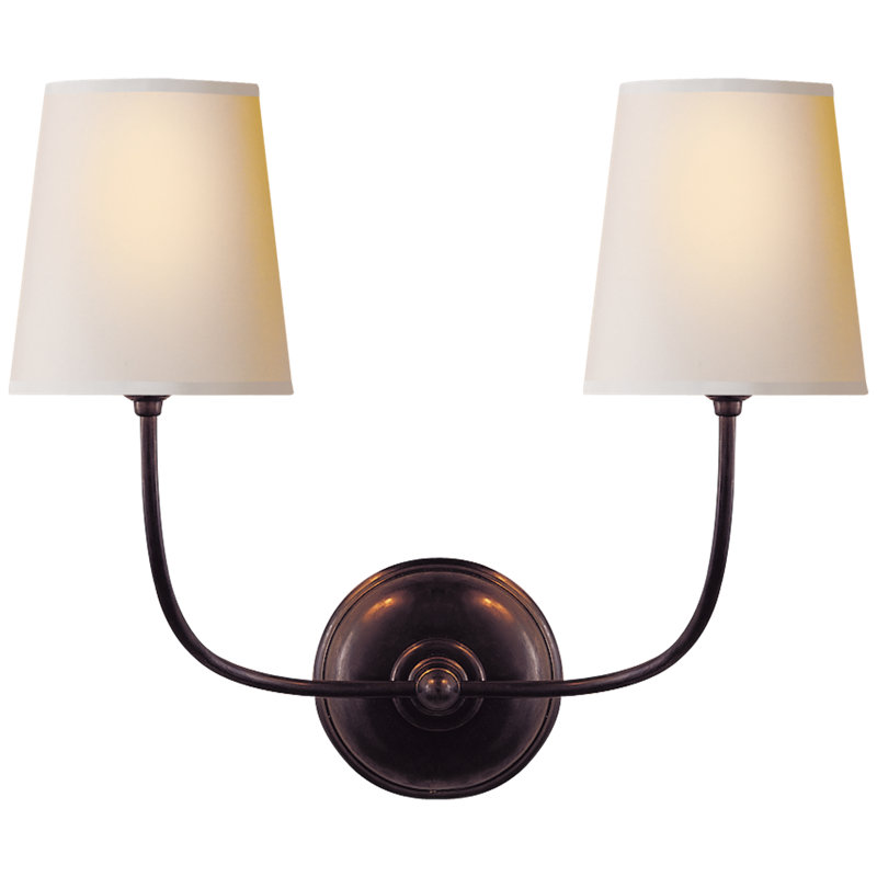 Thomas O'Brien Vendome Double Sconce, Bronze, Fabric