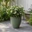 Jardinière intérieure / extérieure en résine vert brillant moderne avec soucoupe et écran de drainage-2020441386-2020441382-2020441387