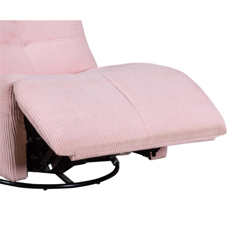 Fauteuil inclinable et pivotant en velours côtelé rose Giorgia, confortable et élégant pour les espaces de vie modernes