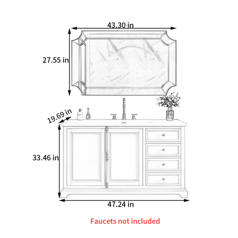 American modern style bathroom cabinet, 47""