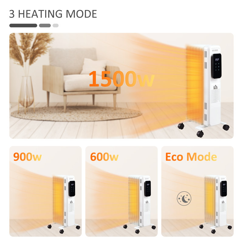 HomCom 1500 Watt 4830 BTU Electric Radiator Space Heater with Adjustable Thermostat , Remote Included and with Digital Display