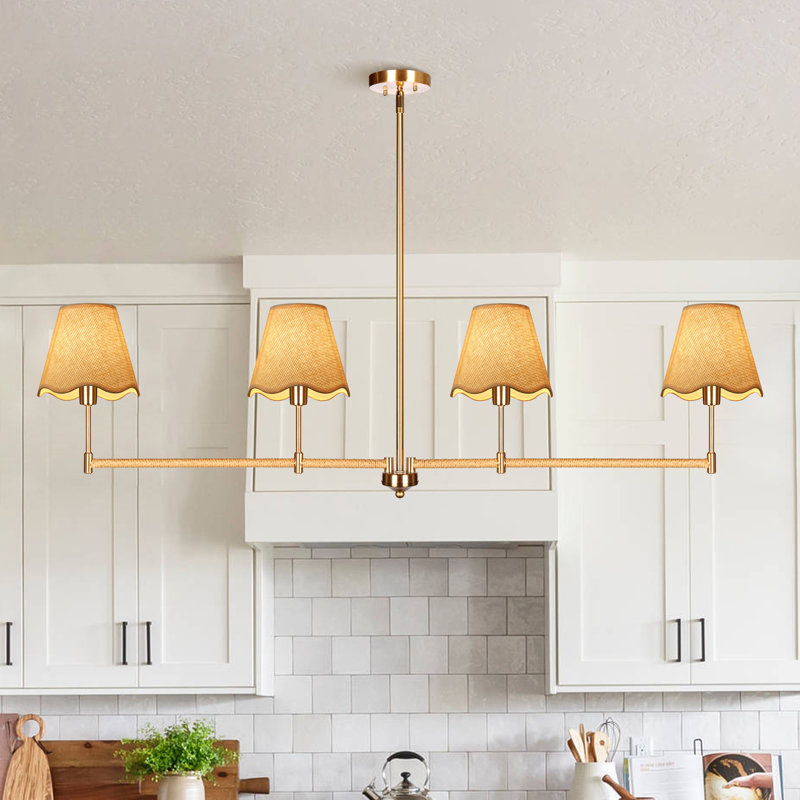 Lustre linéaire à 4 lumières pour îlot de cuisine à intensité variable