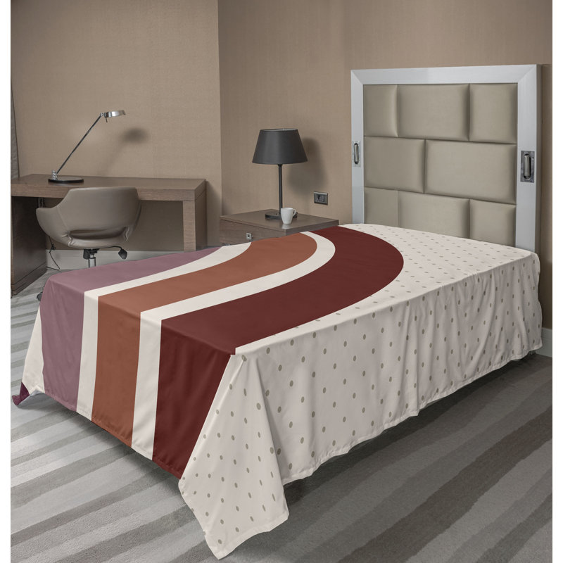Drap plat moderne de style bohème Ambesonne, Drap plat pour lit simple TG, Mauve et taupe / motif à pois / abstrait cannelle