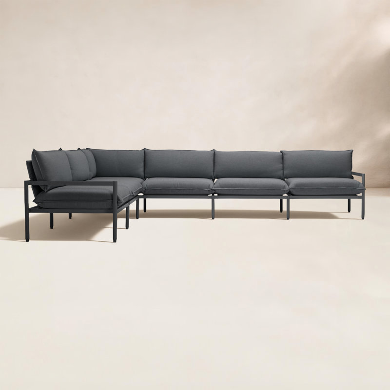 Terra 136'' Wide Reversible Powder Coated Aluminum Patio Sectional with Sunbrella® Cushions, Charcoal