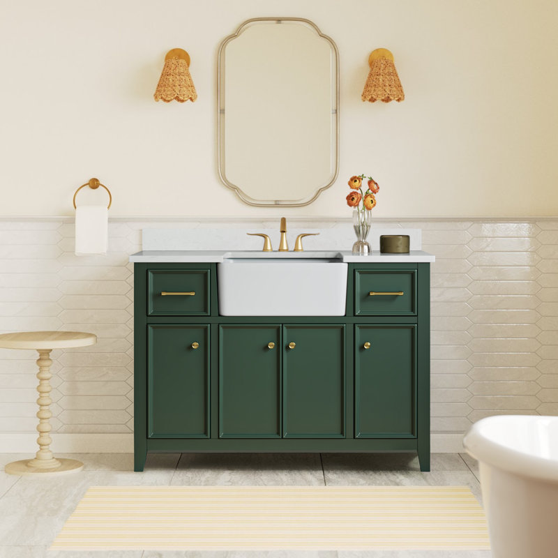 Aisa 48" Single Bathroom Vanity, Evergreen/Brushed Gold