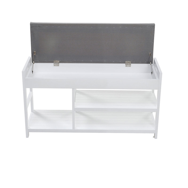 Jonestown Linen Upholstered Storage Bench, White