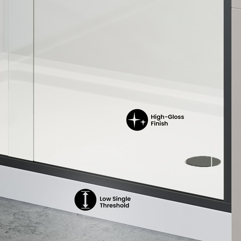 Base de douche en acrylique 48 po x 36 po Carre, Glossy, Right