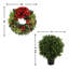 26" Holiday Wreath and UV Rated Boxwood Topiary
