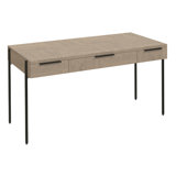Translucent Gray Oak Desk With Parquet Veneer And Metal Legs