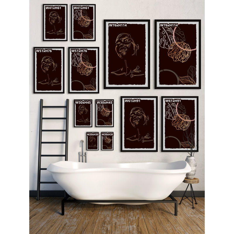Girl And Tropical Leaves - 2 Piece Single Picture Frame Print Set, 91cm H x 61cm W x 3.81cm D