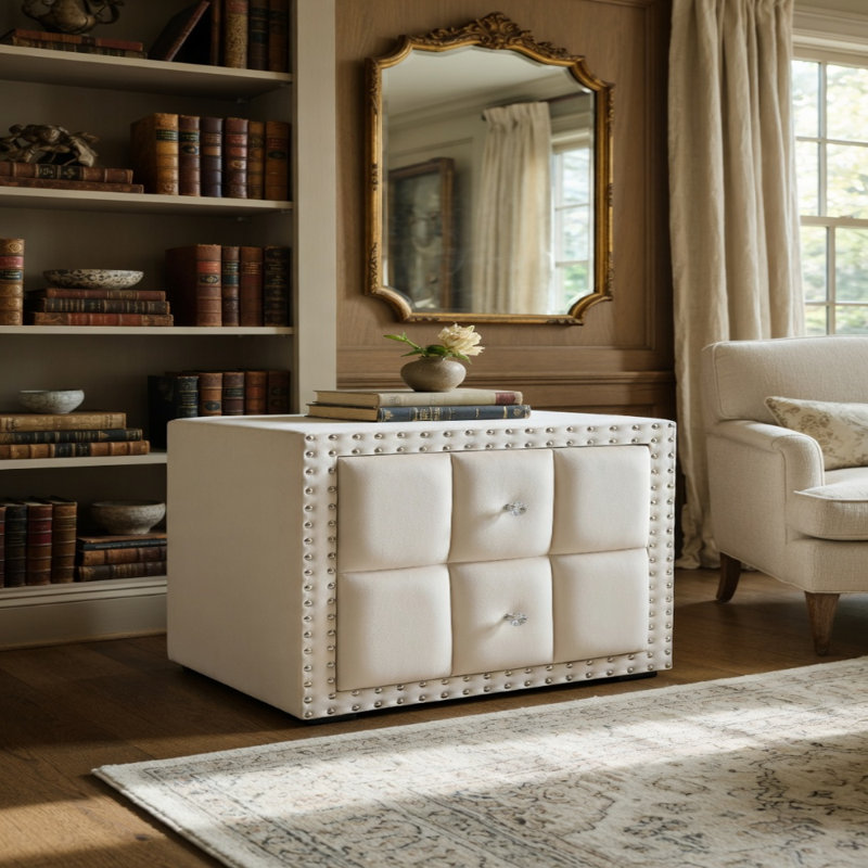 Table de chevet 1 pièce Beige, Beige