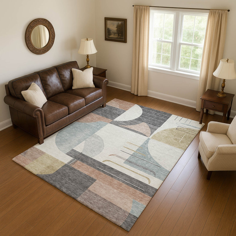Premium Machine Washable Mehara AMF1694 Geometric Rug, Rectangle 10' x 14'