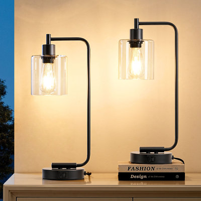 Lampe de table à intensité variable 19 "avec USB et contrôle tactile (ensemble de 2)