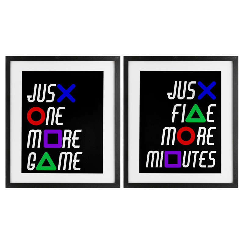 Ensemble de 2 jeux sous-verres Gamer, Cadre noir minuit, H 16 po x l 13 po