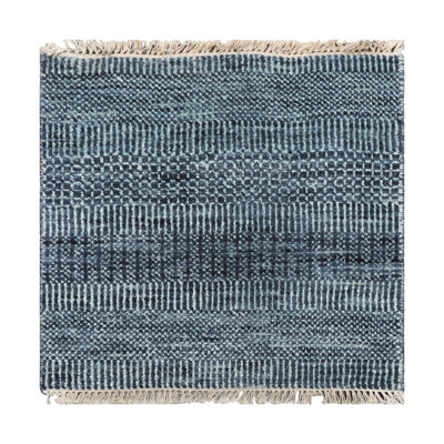 Tapis oriental tibétain en laine et en  bleu 2 pi x 2 pi