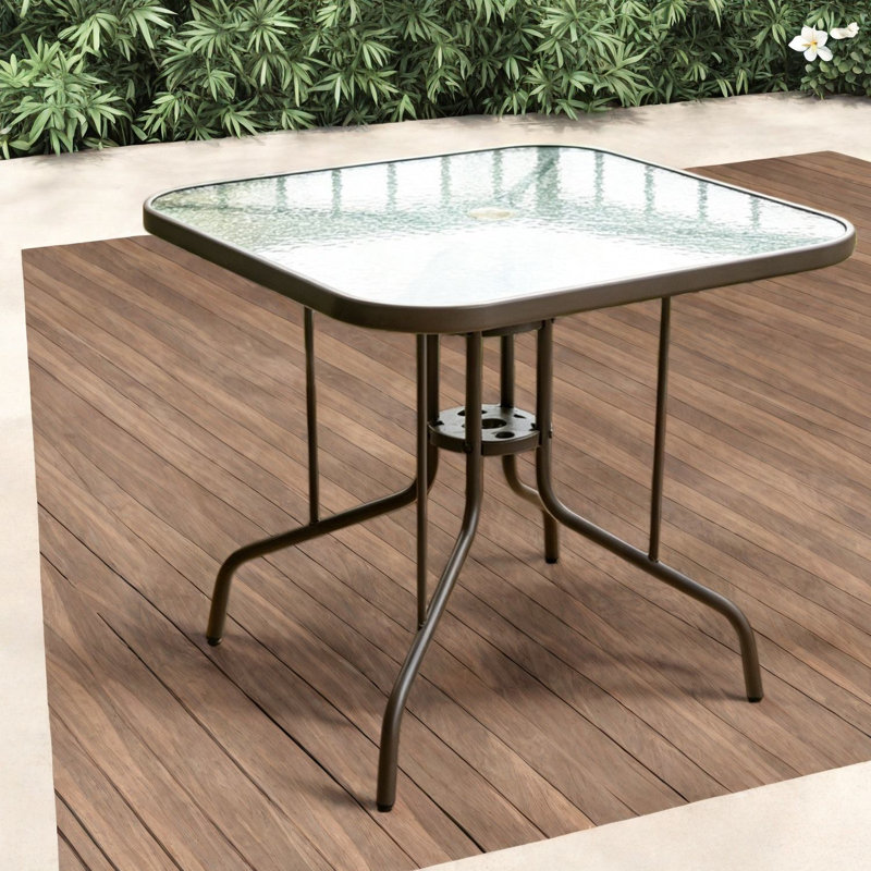 Tables de patio compactes, salle à manger d'extérieur moderne en acier trempé de 35 pouces