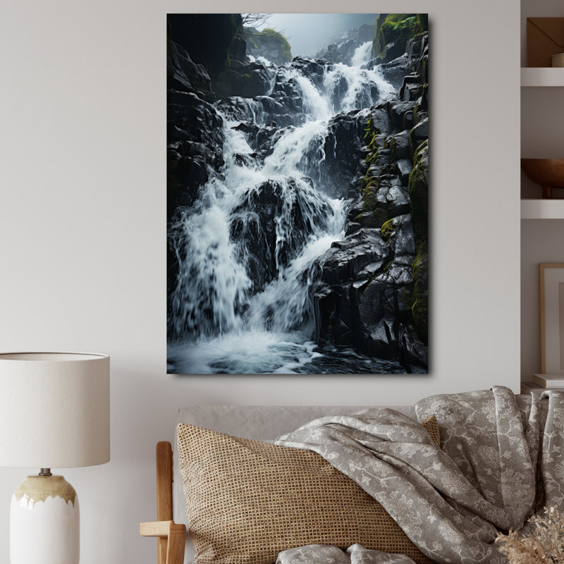 Chute d'eau dynamique sur toile, H 40 po x l 30 po x P 1,5 po, Toile tendue