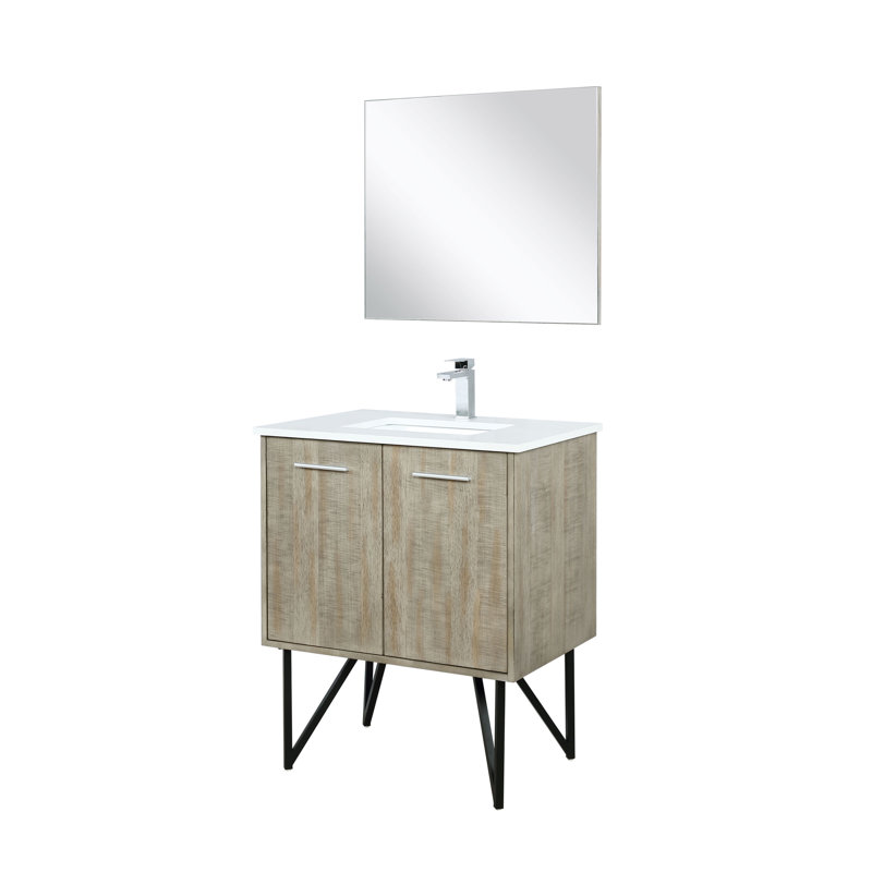 Lancy 30 in W x 20 in D Single Bath Vanity Mirror and Faucet Set, White Quartz