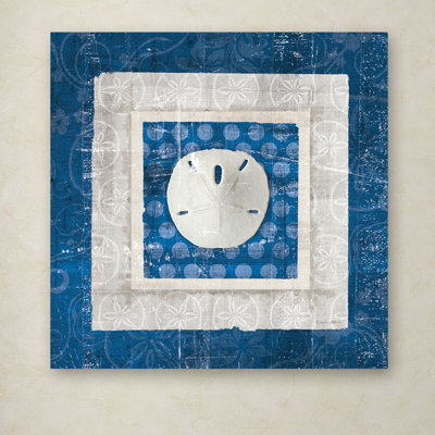 "Sea Shell I on Blue" by Belinda Aldrich Graphic Art on Wrapped Canvas