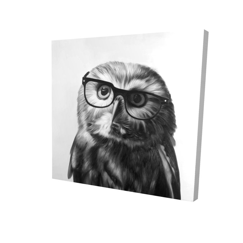 Hibou grand-duc avec lunettes - Toile monochrome d'animaux