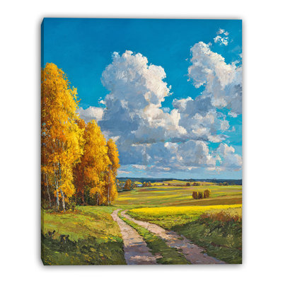 «Country Road and Autumn Clouds», art mural sur toile tendue