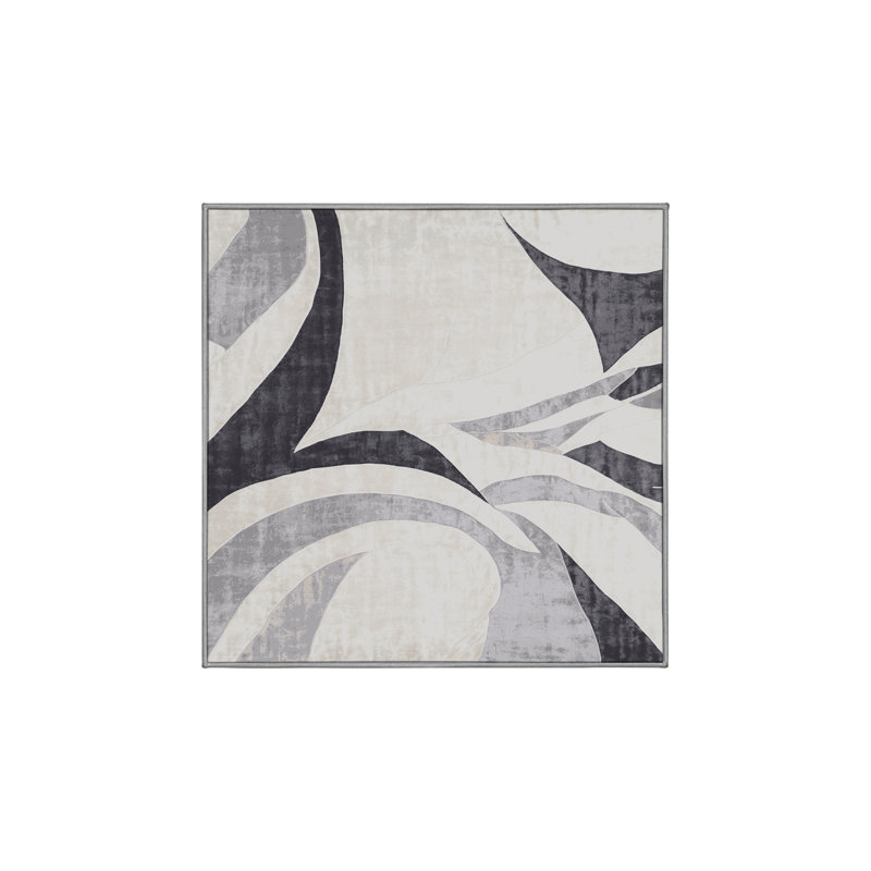Tapis gris lavable à la machine, Carré 5 pi
