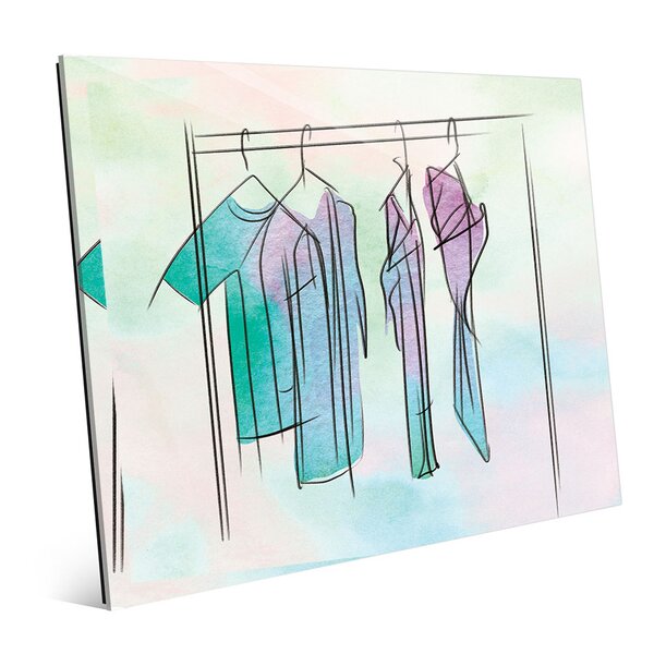 Ebern Designs 'teal Dresses On Hangers' Painting Print 