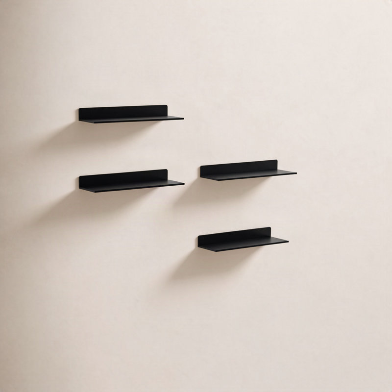 Metal Floating Wall Shelves, 1.97" H x 16.14" W x 3.93" D