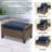 Outdoor Patio Brown Wicker Ottomans Footrests with Cushion Set of 2-1726764789
