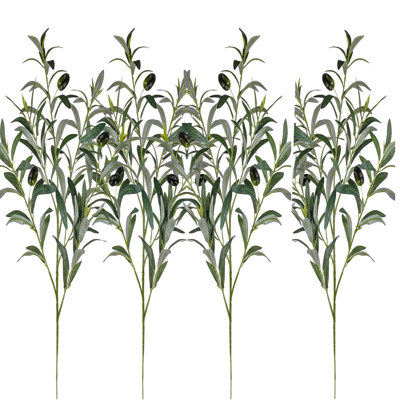 4 Pcs 35 Inch Artificial Olive Leaves Long Stems Fake Eucalyptus Plant Branches for DIY Floral Crafts Arrangement Vase Bouquets Wedding Greenery Decor