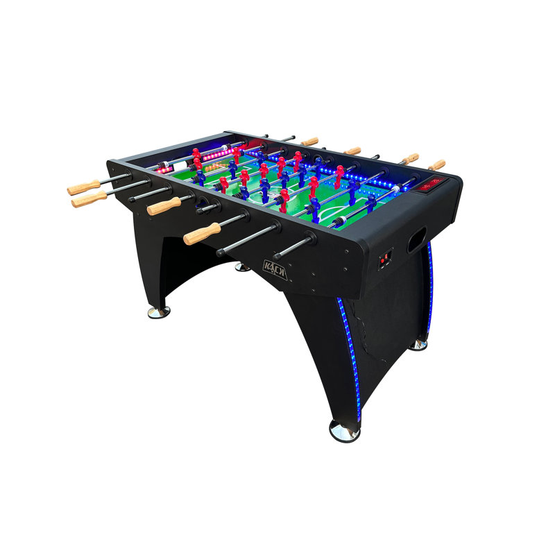 55" Black Stainless Steel Foosball Table with LED Lights