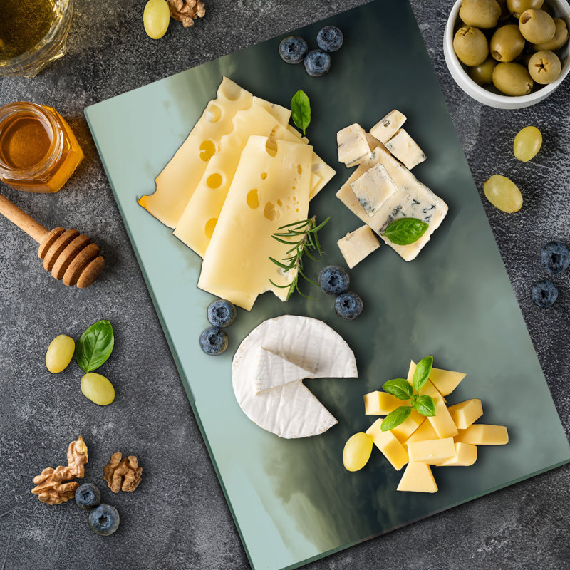 Ambesonne Grey Cutting Board Large Size Cloudy Dark Sky Hurricane Grey