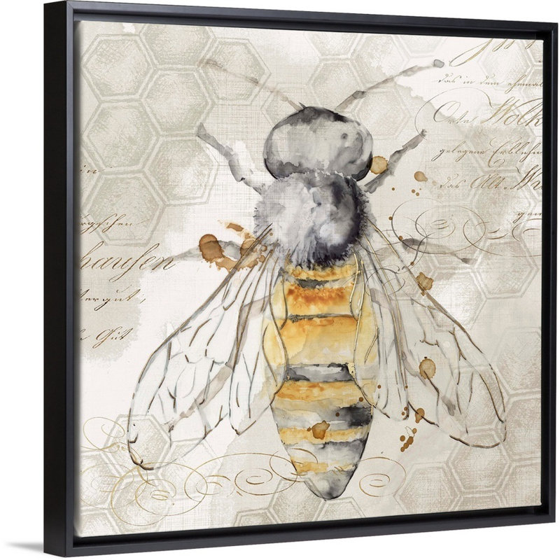 «Queen Bee II» par Eva Watts - reproduction d'art sur toile, Cadre noir, H 14 po x l 14 po x P 1,75 po