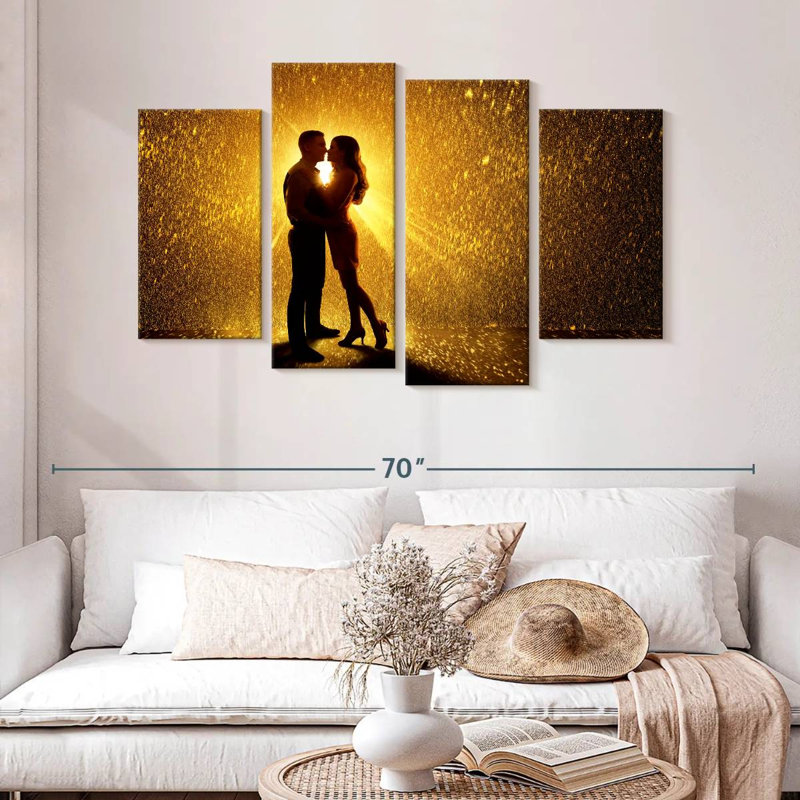 Couple de Hardie sous la pluie, H 32 po x l 52 po