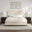 Lit plateforme tapissier très grand capitonné beige Bridgevine Home