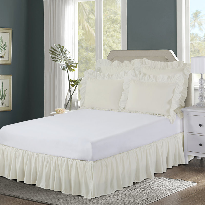 Ruffled Wrap Around Bed Skirt, Twin, Ivory