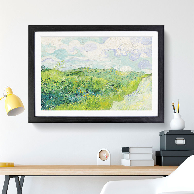 Green Wheat Fields by Vincent Van Gogh - Framed Print, 27cm H x 36cm W x 2cm D, Black Framed