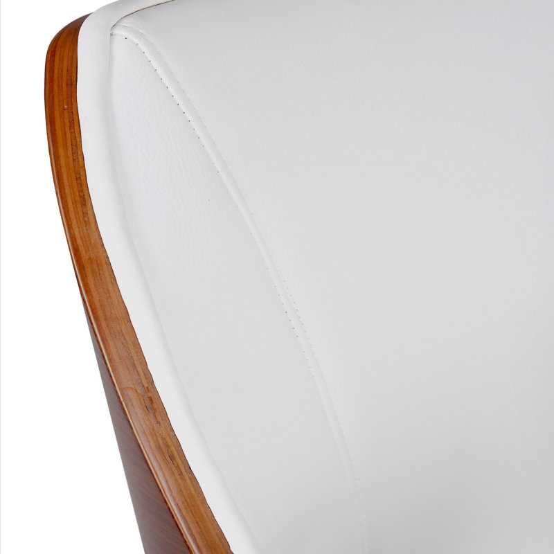 Chaise de bureau style Mid-Century en similicuir Russellville, Flat white