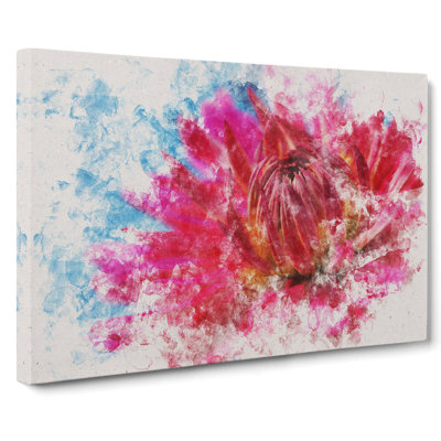 The Pink Flower Watercolour - Wrapped Canvas Print