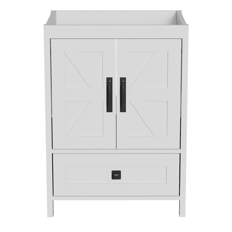 24 Inch Wood Bathroom Vanity Cabinet, White 2402, White, 33.5" H x 24" W x 18.1" D