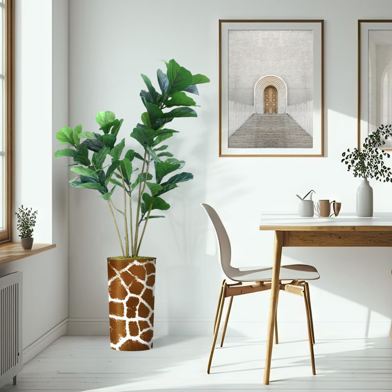Arbre artificiel en pot moderne Ficus Lyrata, Brun, H 66 po x l 13 po x P 13 po
