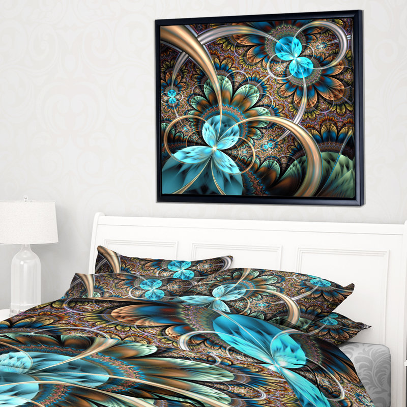 « light blue fractal fleur », impression, H 30 po x l 40 po x P 1,5 po, Toile avec cadre flottant