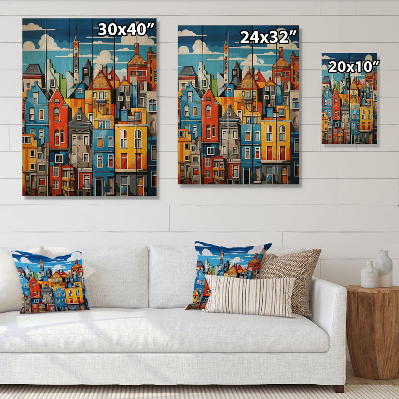 City Copenhagen Popart II sur bois, H 40 po x l 30 po x P 0,78 po