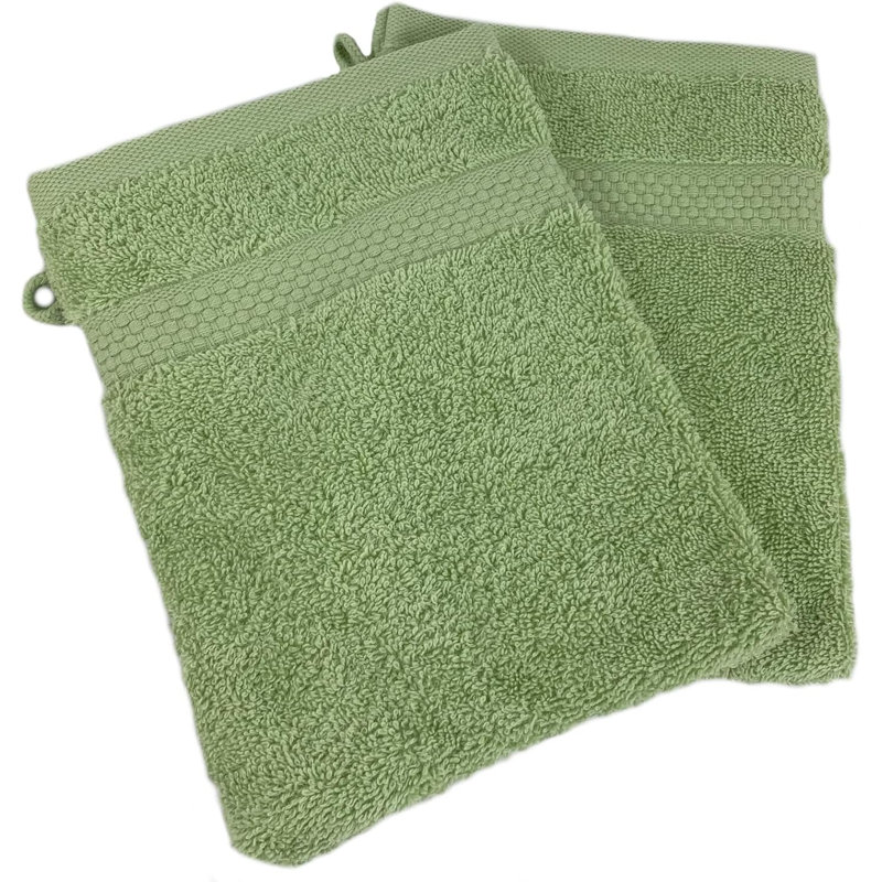 2pk Turkish cotton wash bath mitt glove sage green