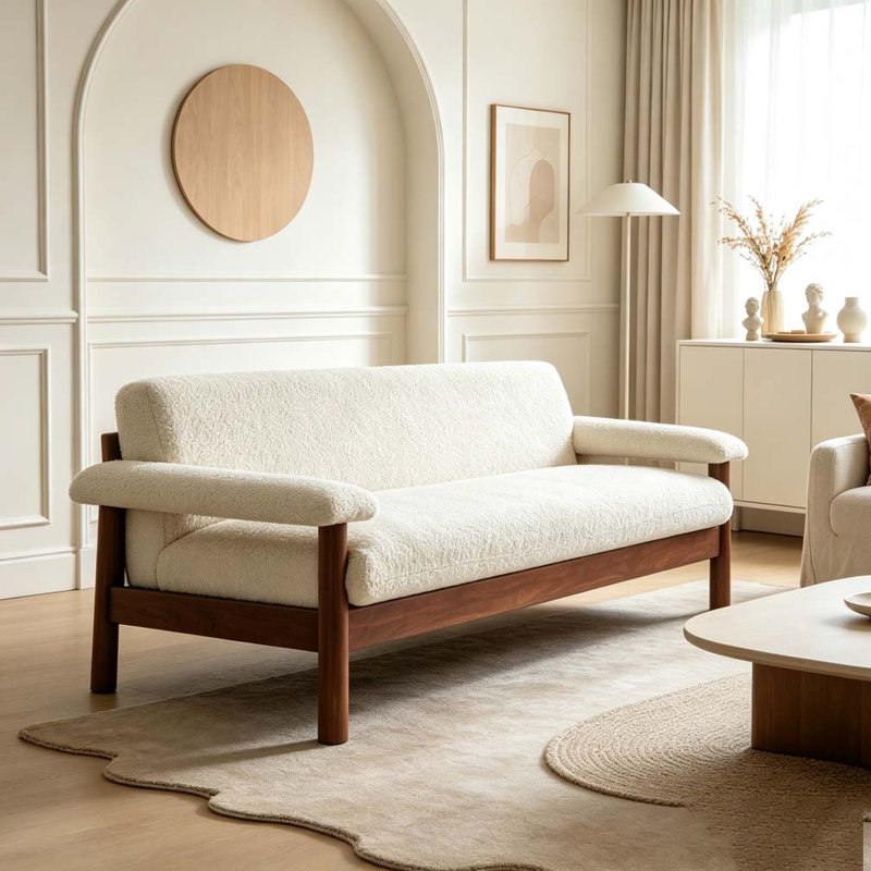 Causeuse 72,8 "avec coussins d'accoudoirs, Beige