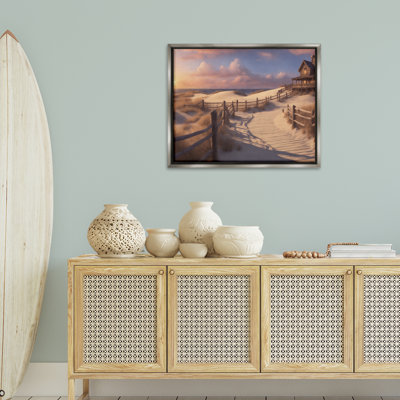 Hampton Dunes Landscape Gold Framed Floater Canvas Wall Art by Noah Bay